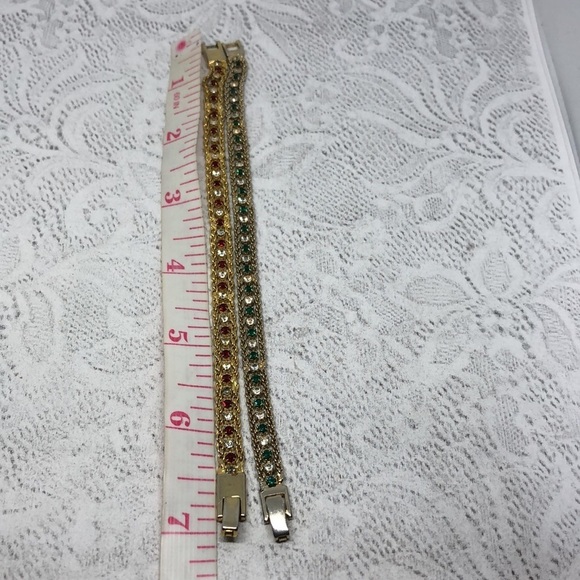 Bundle lot 2 vintage costume tennis style bracelets elegant gemstone look. - Picture 4 of 5